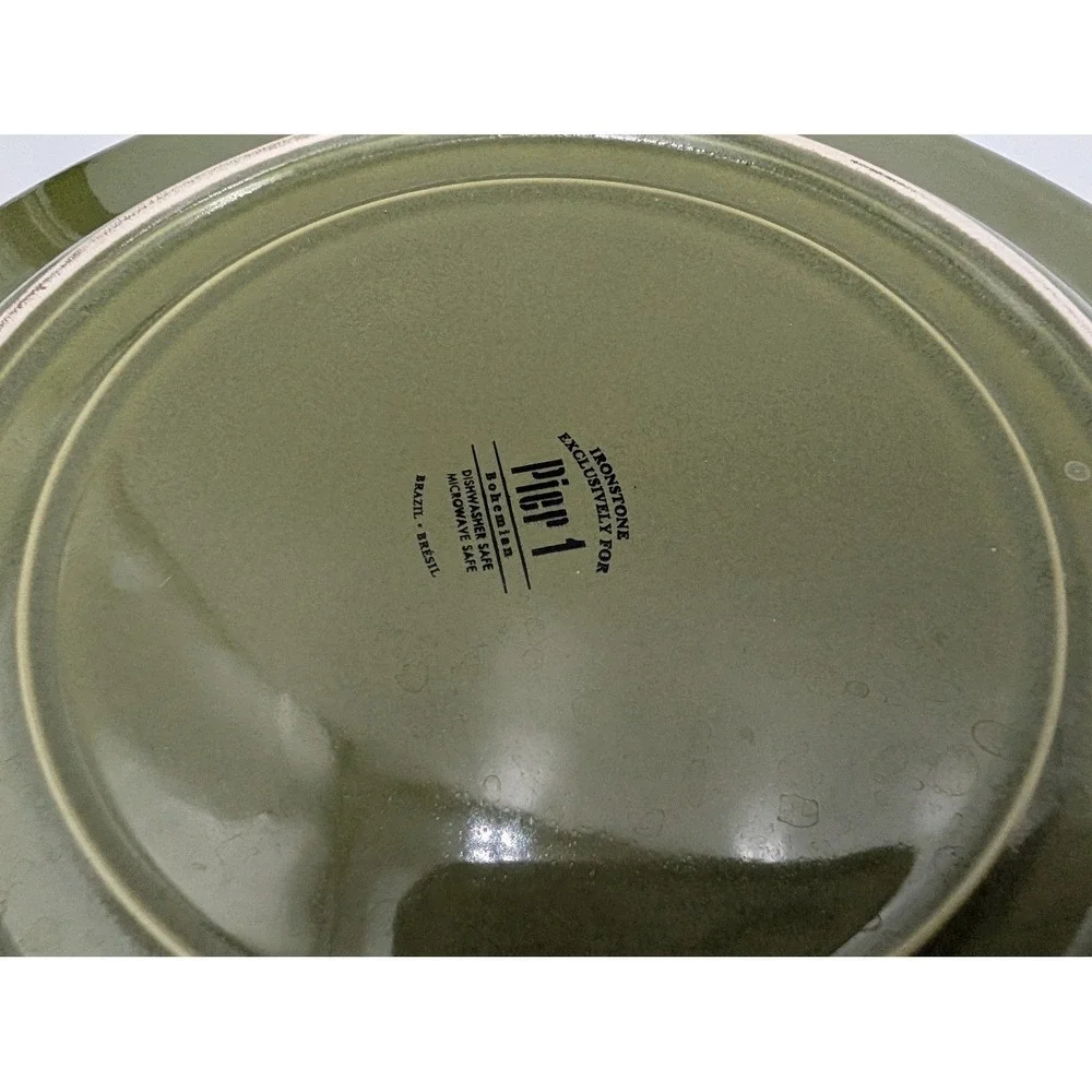 Pier 1‎ Ironstone Bohemian Green Dinner Plate 10.25 Inch Lot of 2